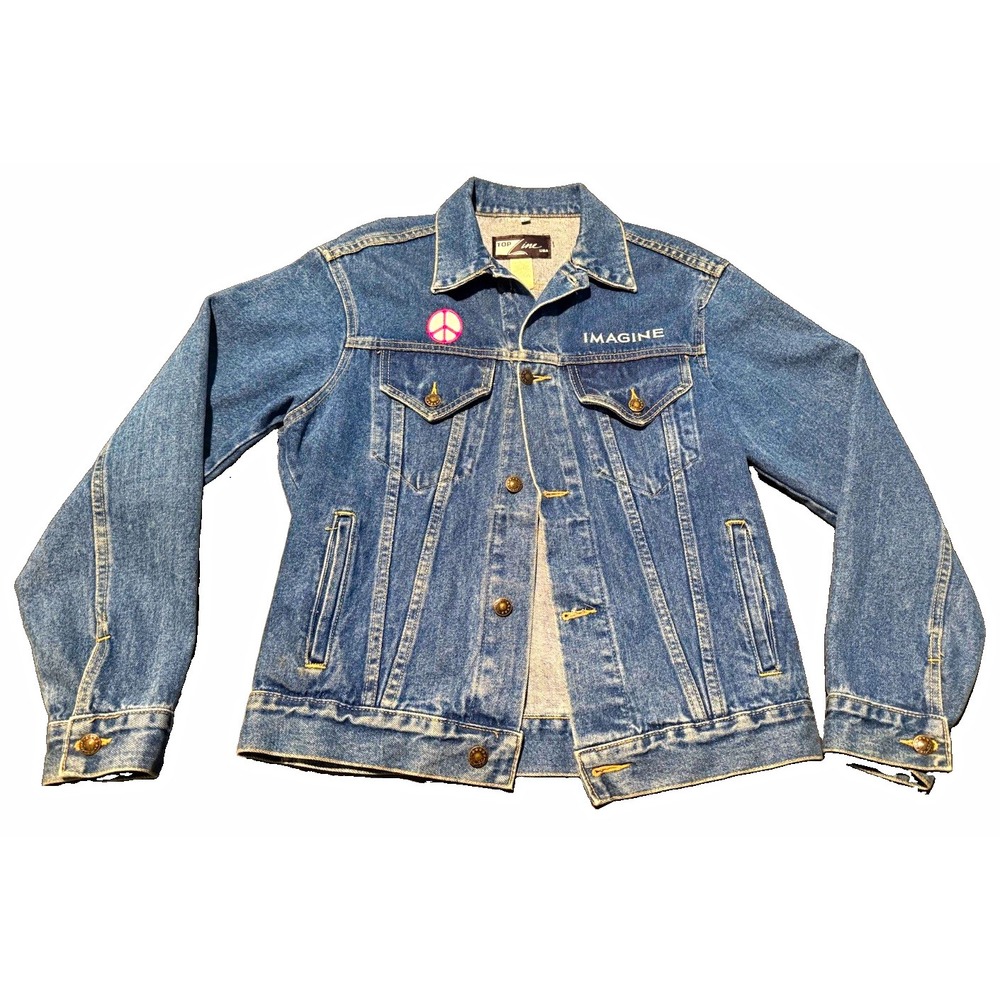 Vintage John Lennon Imagine The Beatles Denim Jacket Size S 90's 100% Cotton